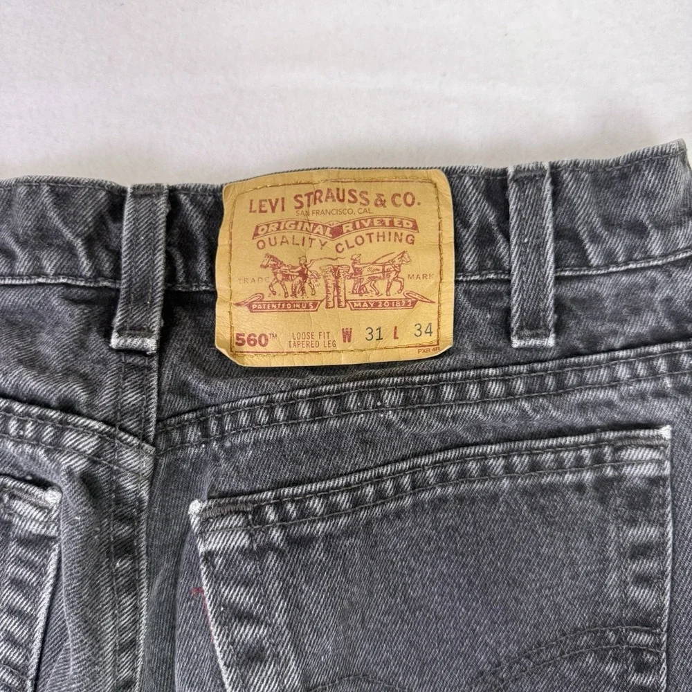 VTG Levi's 560 Black Jeans 30x32 Made in USA Loose Fit‎ Tapered 90s Grunge
